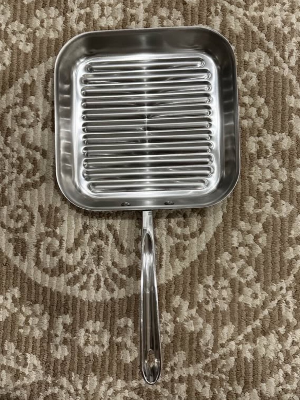 Vintage All Clad Stainless Steel Square Grill Pan with Handle
